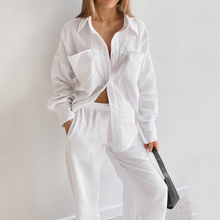 Load image into Gallery viewer, Double Layered Cotton Shirt Pajamas Set