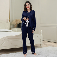 Load image into Gallery viewer, Pure Cotton Solid Color Cardigan Pajamas Set For Women