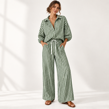 Load image into Gallery viewer, Coastal Stripe Relaxed Shirt & Wide-Leg Pants Set