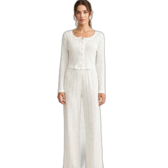 Women's Long Sleeve Cardigan & Knit Pajama Set