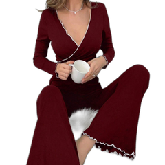 Women's V-Neck Curling Pajama Set