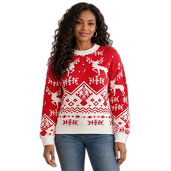 Christmas Deer Print Long Sleeve Sweater