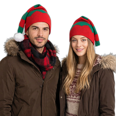 Knitted Christmas Hat with Wool Pom-Pom