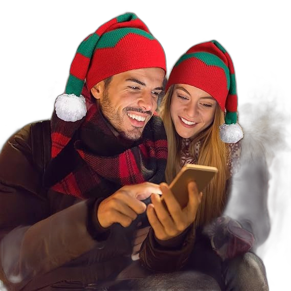 Knitted Christmas Hat with Wool Pom-Pom