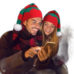 Knitted Christmas Hat with Wool Pom-Pom