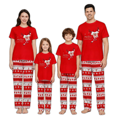 Deer Print Short Sleeve Christmas Pajama Set
