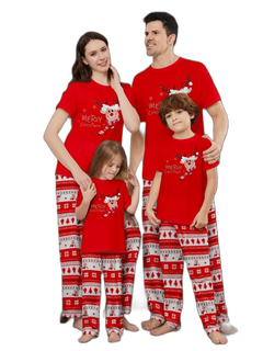 Deer Print Short Sleeve Christmas Pajama Set