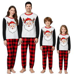 White-Beard Santa Parent-Child Long-Sleeve Pajamas