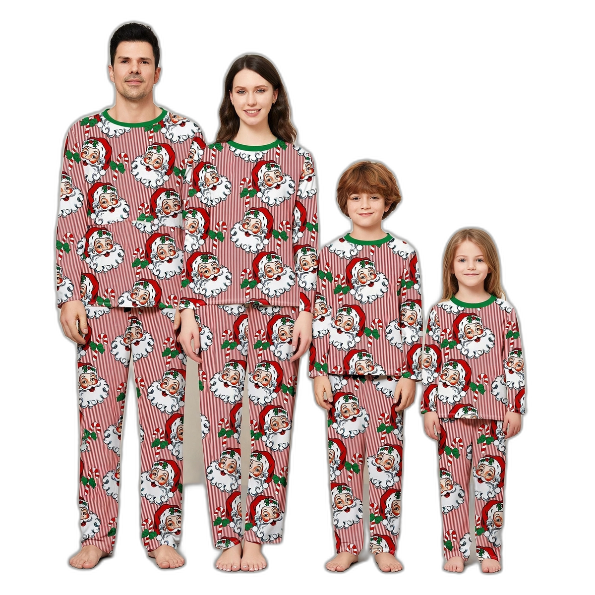 Santa Head Print Christmas Family Pajama Set