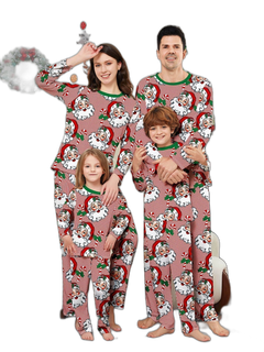 Santa Head Print Christmas Family Pajama Set