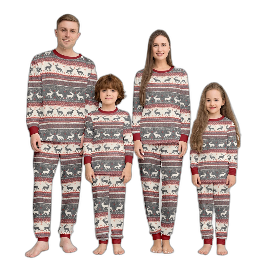 Christmas Elk Print Family Pajama Set