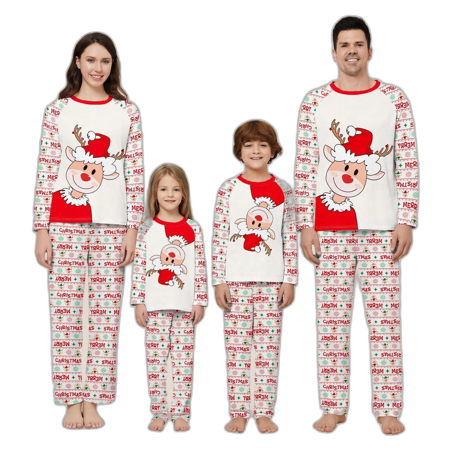 Christmas Deer Print Parent-Child Pajama Set