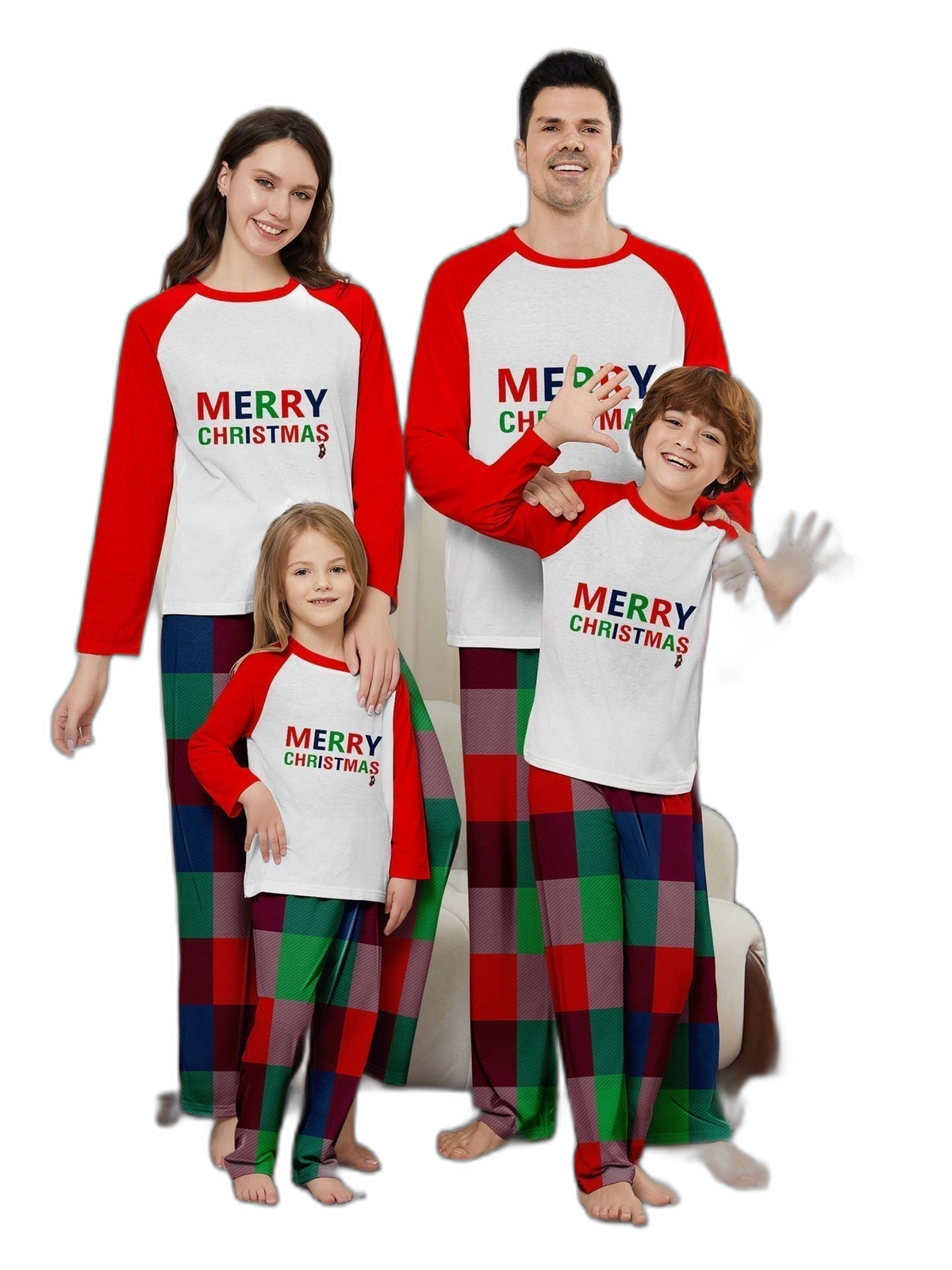 Merry Christmas letter print Matching Family Pajamas Set