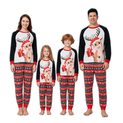 Christmas Deer Print Long Sleeve Parent-Child Pajamas