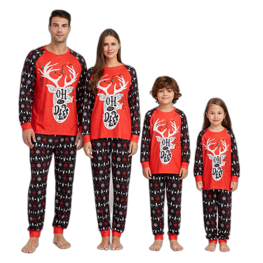 Christmas Deer Print Family Pajamas