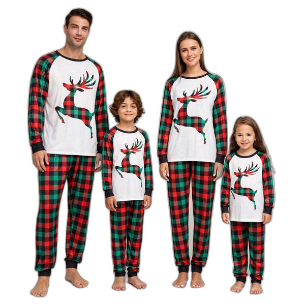 Christmas Deer Plaid Pajama Set