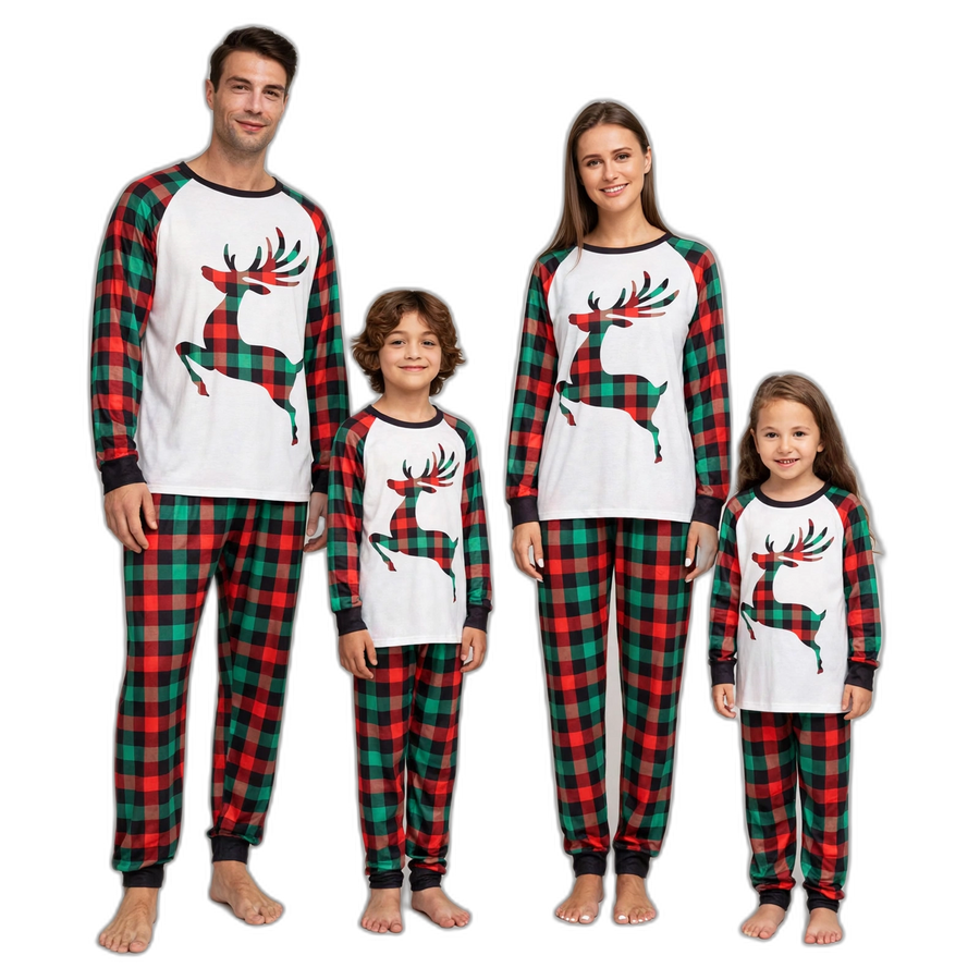 Christmas Deer Plaid Pajama Set