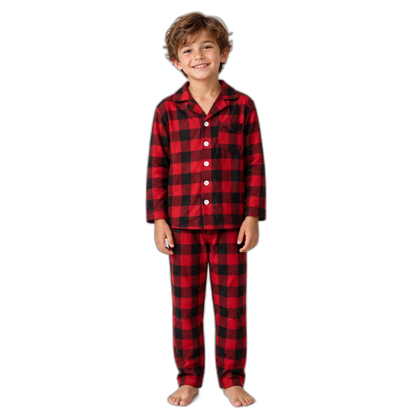 Boy's Check Print Pajama Set
