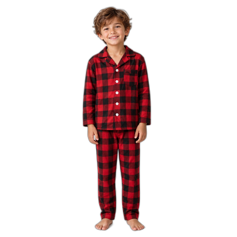 Boy's Check Print Pajama Set