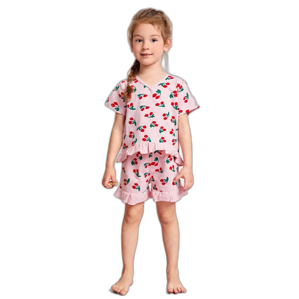 Cherry Print Short Sleeve Pajama Set