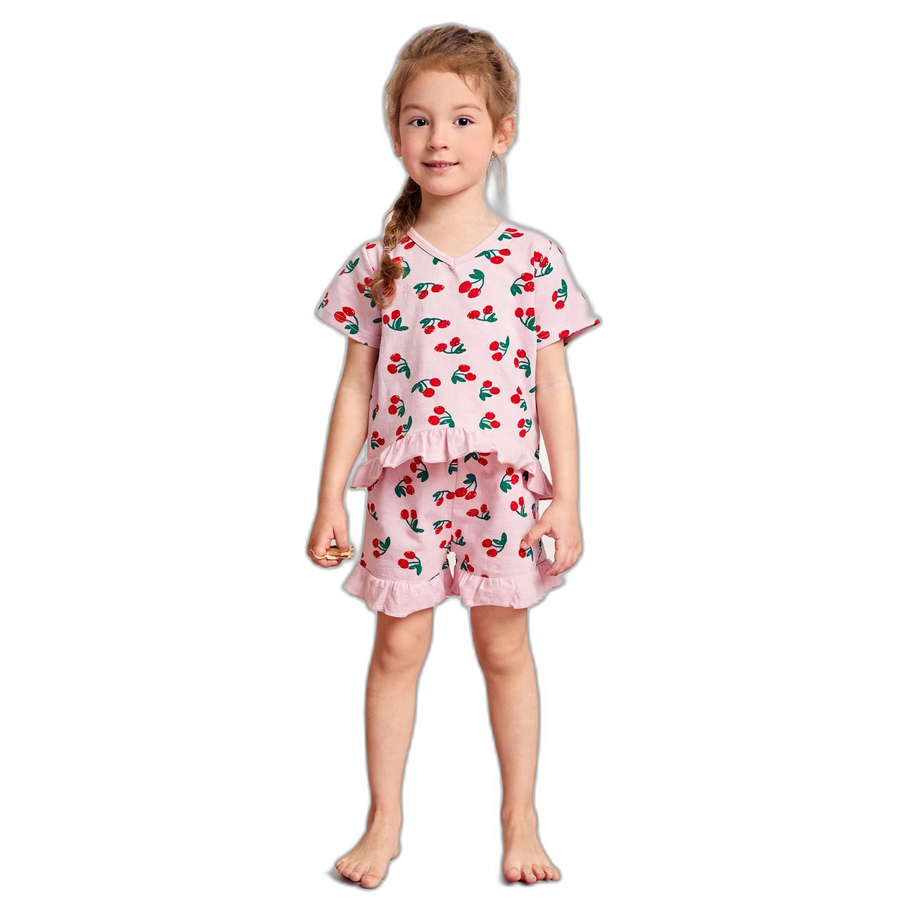 Cherry Print Short Sleeve Pajama Set
