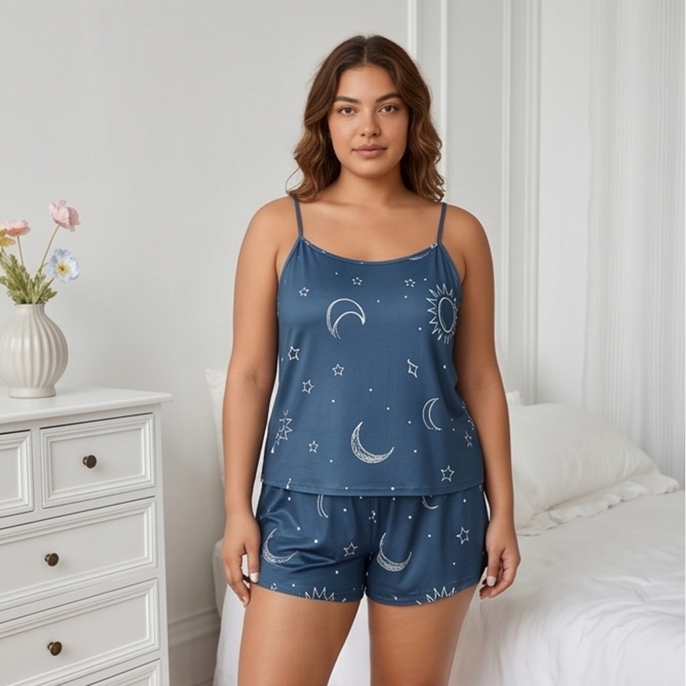 Moonlight Galaxy Plus Size Cami Pajama Shorts Set