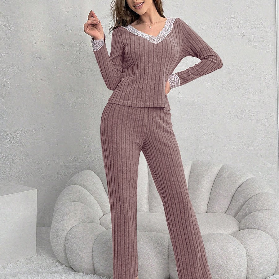 Women's Fleece-Lined Winter Pajama Set - front view