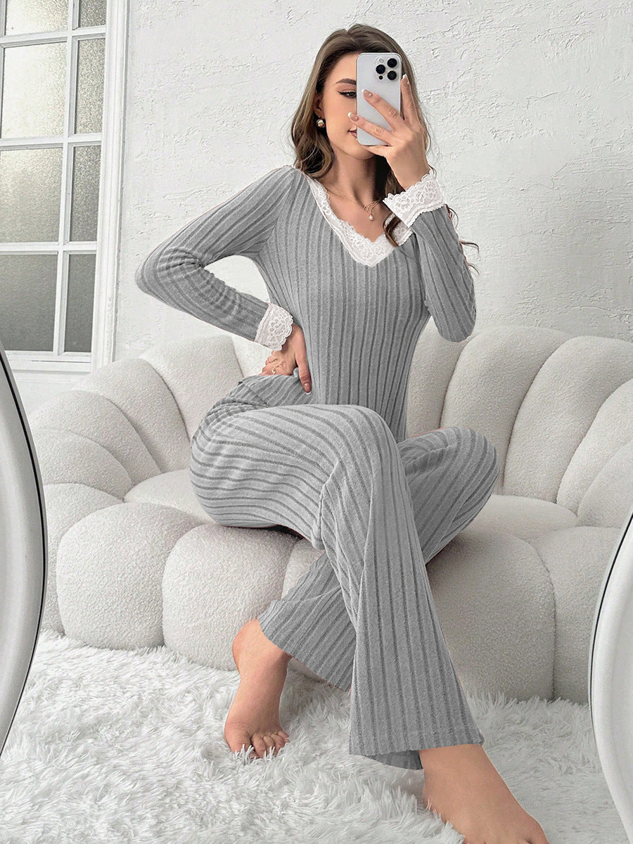 Women's Fleece-Lined Winter Pajama Set - back view