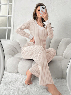 Women's Fleece-Lined Winter Pajama Set - fabric detail