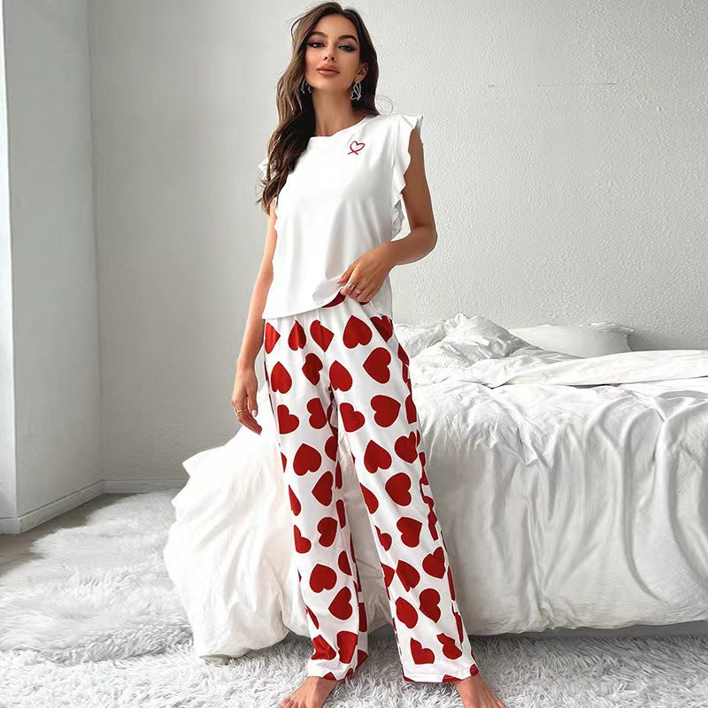 Women's Casual T-Shirt & Trousers Pajama Set - side view