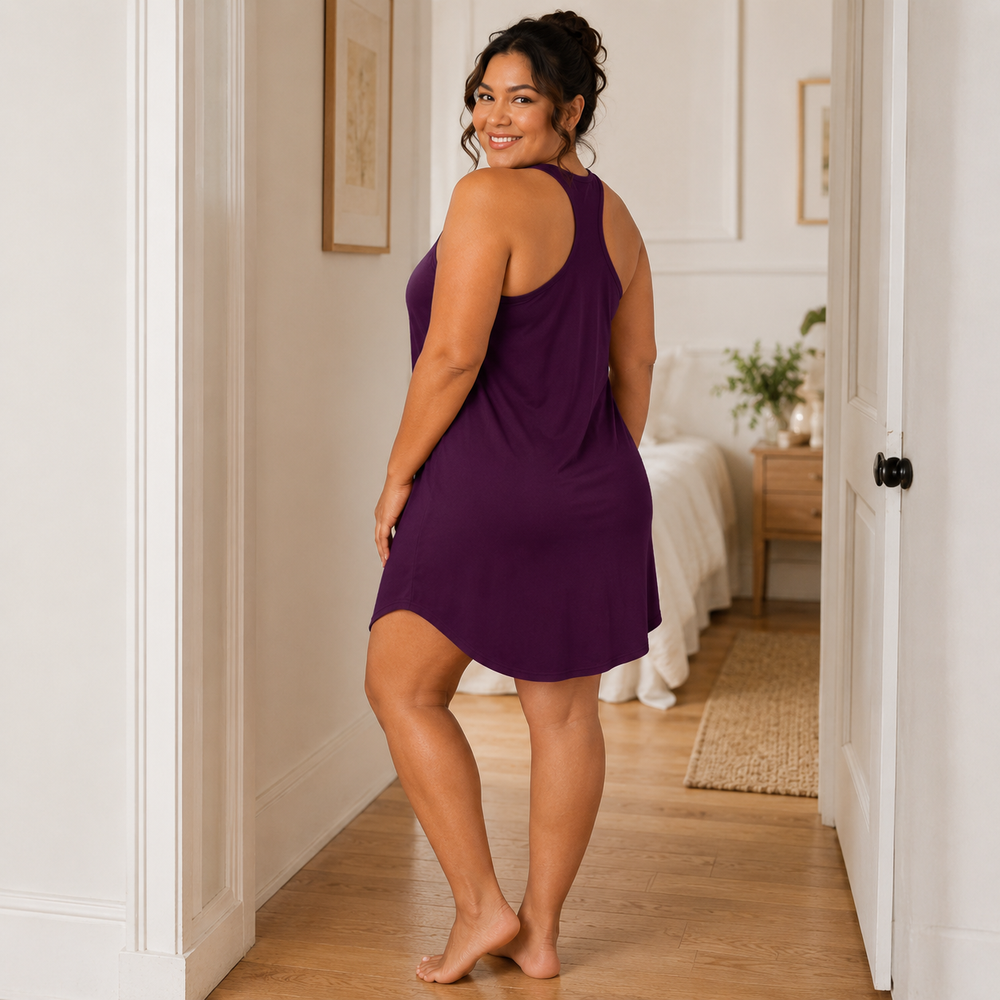 Sleepy Star Plus Size Pajama Dress – Purple
