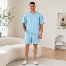 Load image into Gallery viewer, Easy Comfort Oversized Men’s Plaid Shorts Pajama Set

