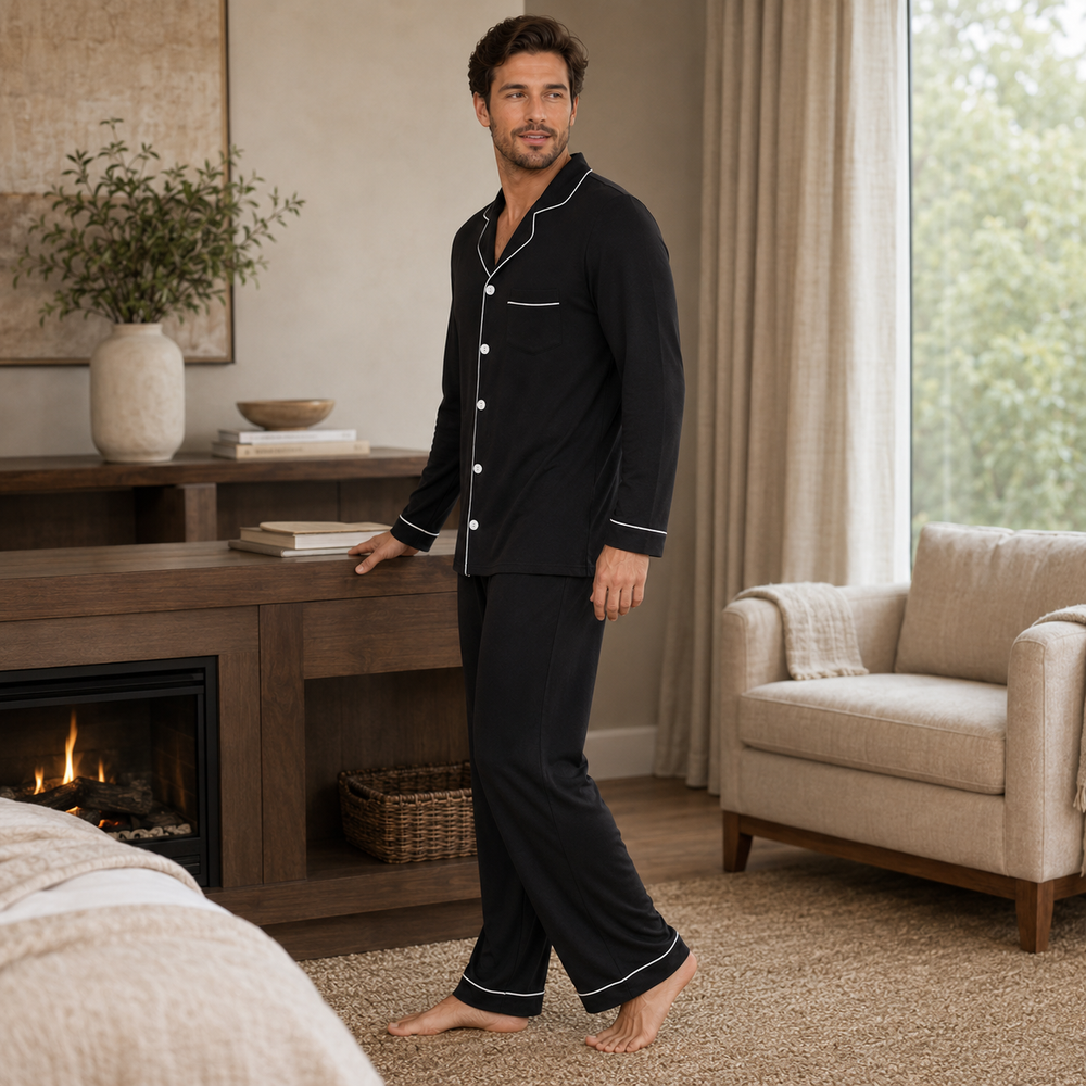 Men’s Ultra Soft Button-Down Lounge Pajama Set