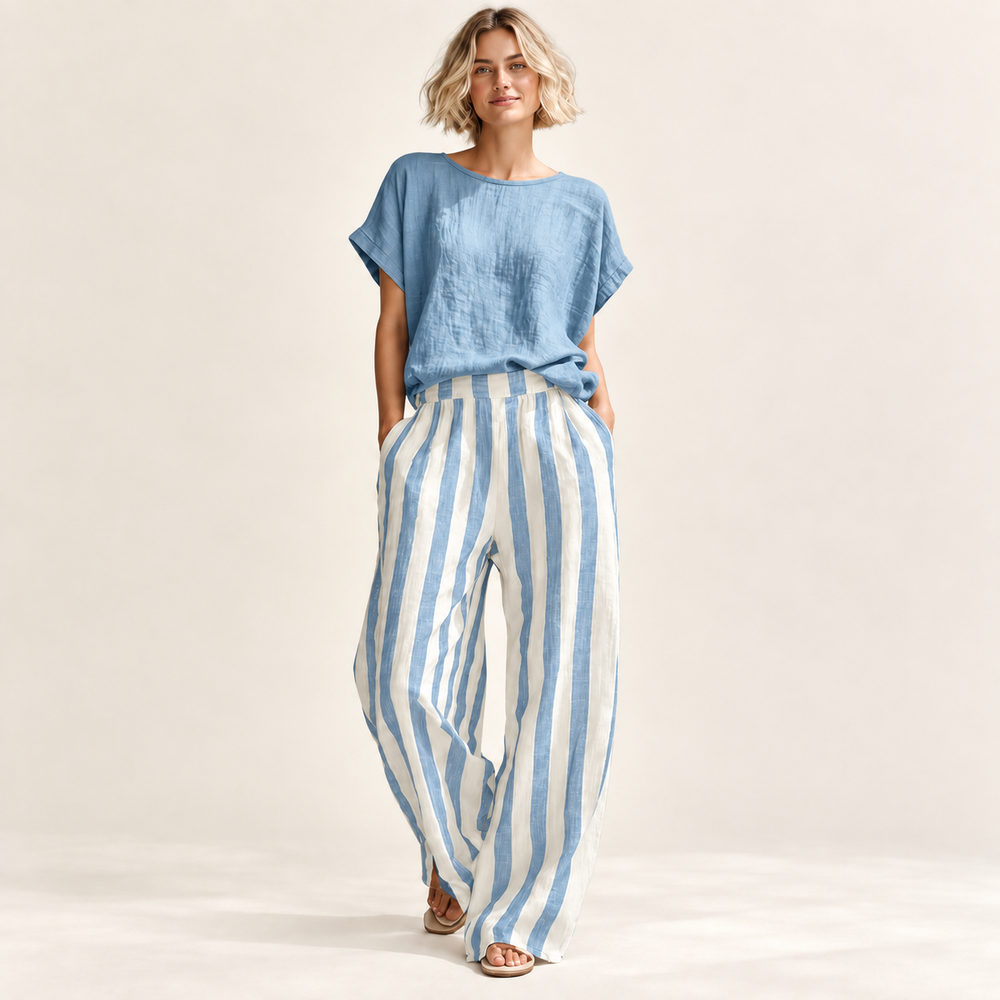 Sorrento Stripe Wide-Leg Lounge Set