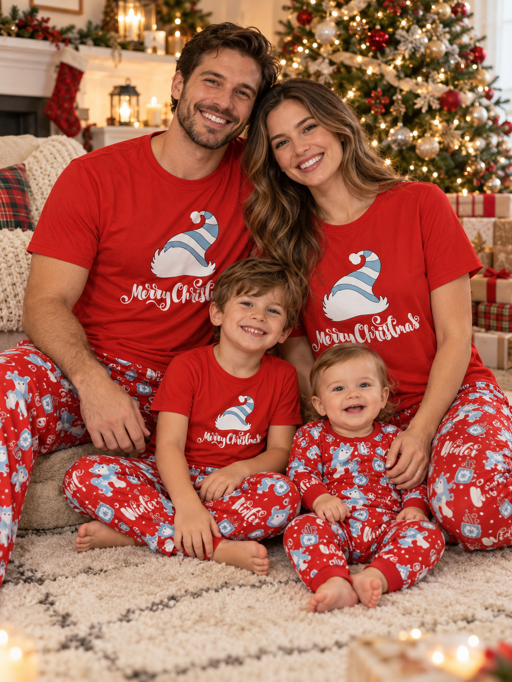 Christmas Hat Print Family Pajama Set