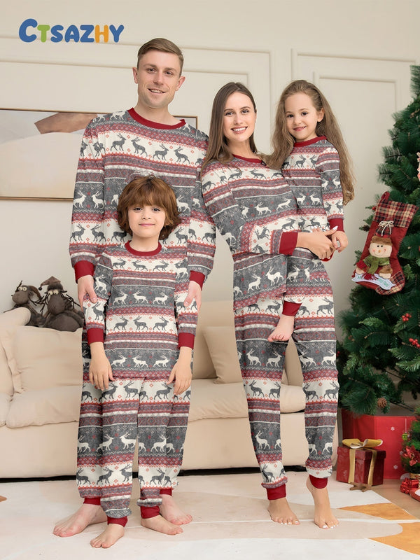 Christmas Elk Print Family Pajama Set