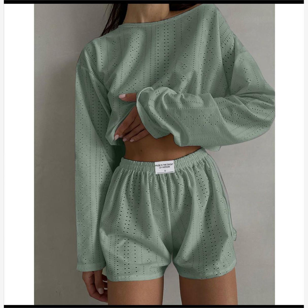 Women's Loose Pullover Top & Shorts Set