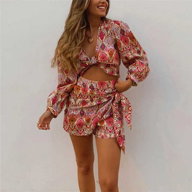 Printed Skirt & Shorts Set