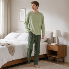 Minimalist Men’s Long Sleeve Pajama Set - front view