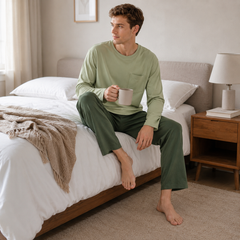 Minimalist Men’s Long Sleeve Pajama Set - close-up detail