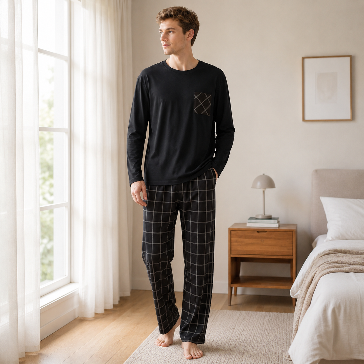 Minimalist Men’s Long Sleeve Pajama Set - lifestyle shot