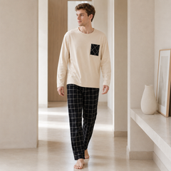 Minimalist Men’s Long Sleeve Pajama Set - waistband detail