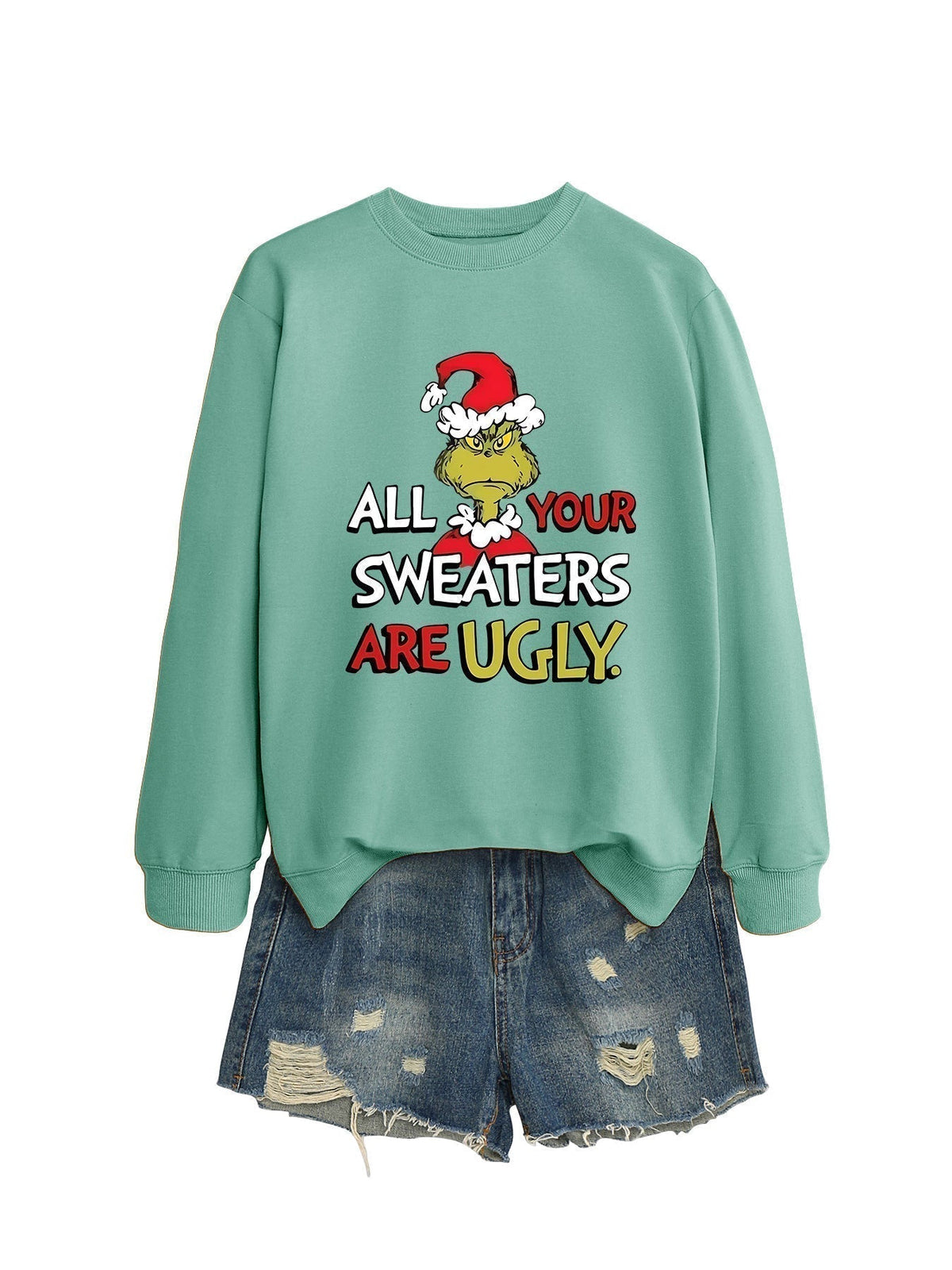All Your Sweaters Are Ugly Christmas Sweatshirt - fabric detail
