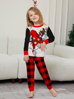 White-Beard Santa Parent-Child Long-Sleeve Pajamas - model wearing