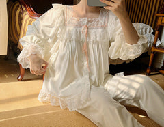 Women's Double-Sided Retro Pajama Set - fabric detail