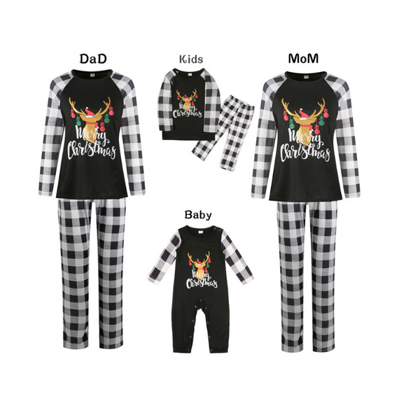 Black & White Merry Christmas Family Pajama Set