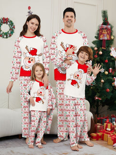 Christmas Deer Print Parent-Child Pajama Set - front view