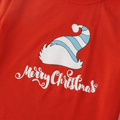 Christmas Hat Print Family Pajama Set - model wearing