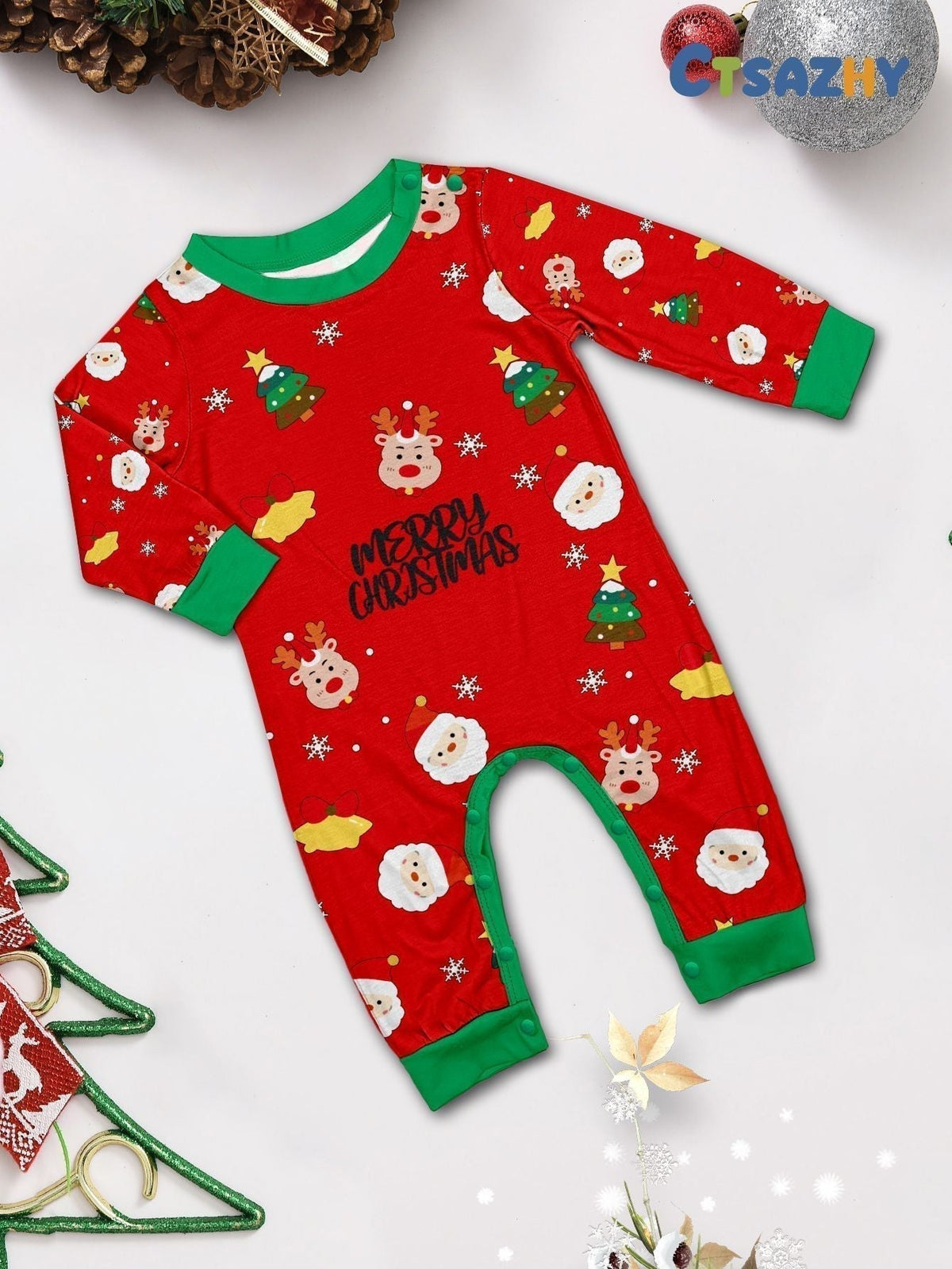 Christmas Print Family Pajama Set - side view