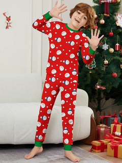 Snowman Print Family Matching Christmas Pajamas - model wearing